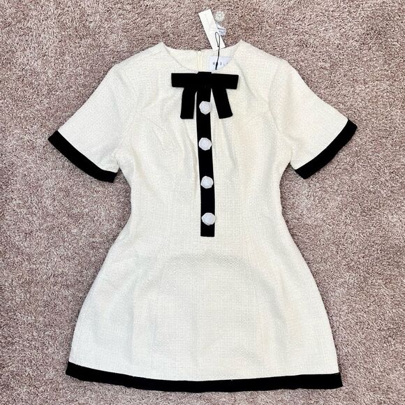 Mable Dresses & Skirts - MABLE Tweed Mini Dress with Rhinestone Buttons